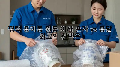 평택 용이동 원룸 이사, 혼자 vs 용달? 최고의 선택은?